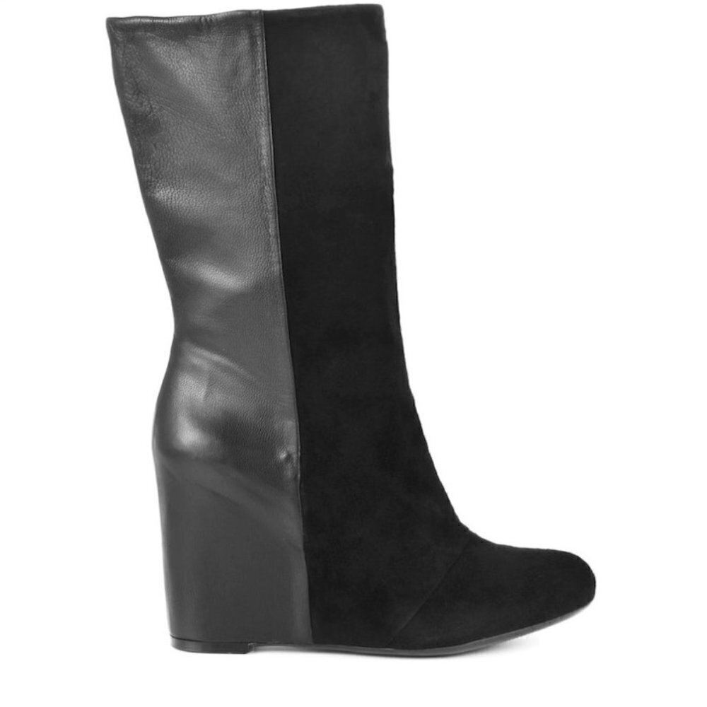 Enzo Angiolini Baki Wedge Boots Black Suede 8.5